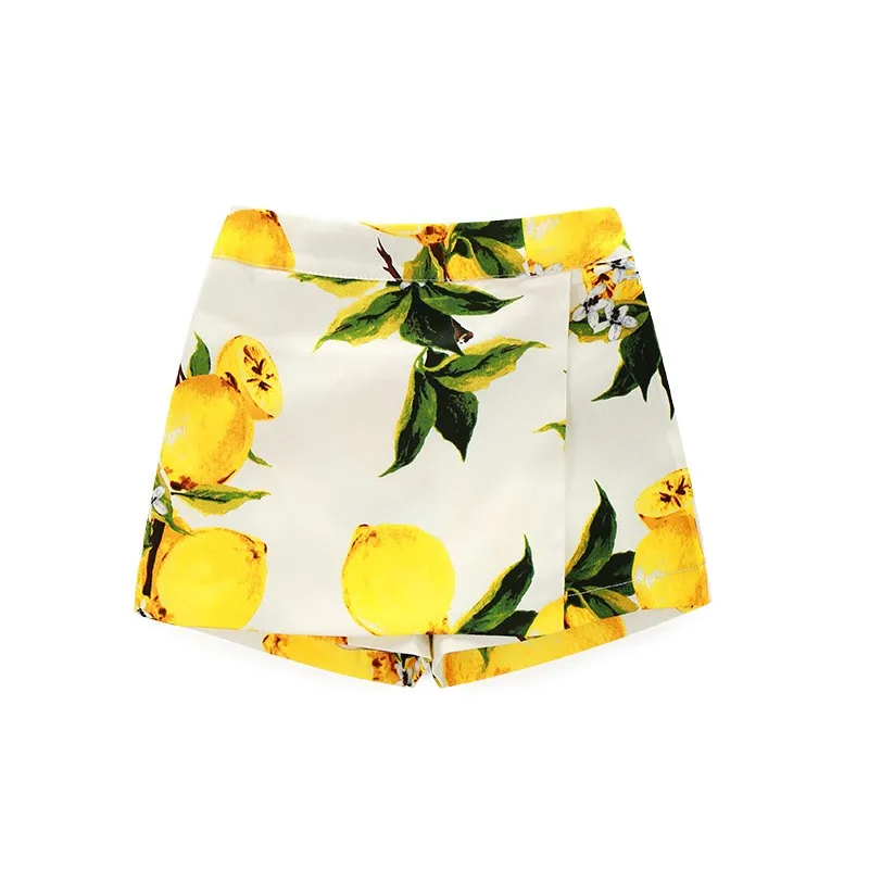 Летние Модные комплекты одежды для девочек бренд lemon принтом для малышей костюм для девочки дети lemon наборы деревьев для DIY хлопковые футболки/топы и блузка+ Шорты