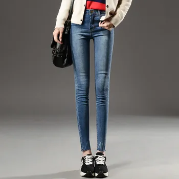 

Womens Plus size pencil jeans 2020 Sring cotton elastic high waist Slim fit Jeans Ladies skinny Retro pencil denim pants girls