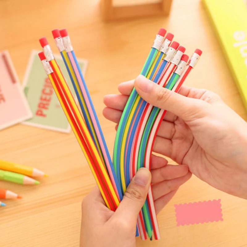 5 pcs/lot Colorful Magic Bendy Flexible Soft Pencil With Eraser Stationery Student Colored Pencils School Office Supplies 480pcs index tabs with ruler writable file tabs flags colored page markers labels for reading notes books school office supplies