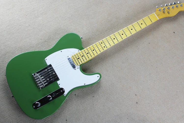 

Factory Green Electric Guitar with String-Thru-Body,White Pickguard,Maple Fretboard,Chrome Hardware,Can be customized