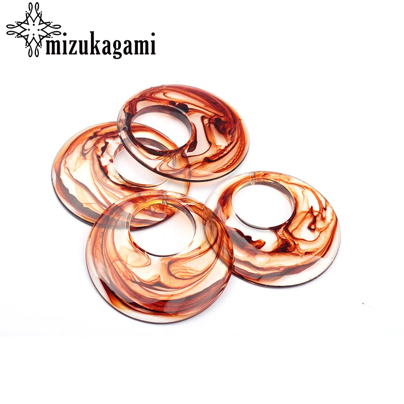 

2pcs/lot 48mm Acrylic Charms Pendant Tortoiseshell Big Round Circle Flat Smooth Charms For DIY Earrings Finding Accessories