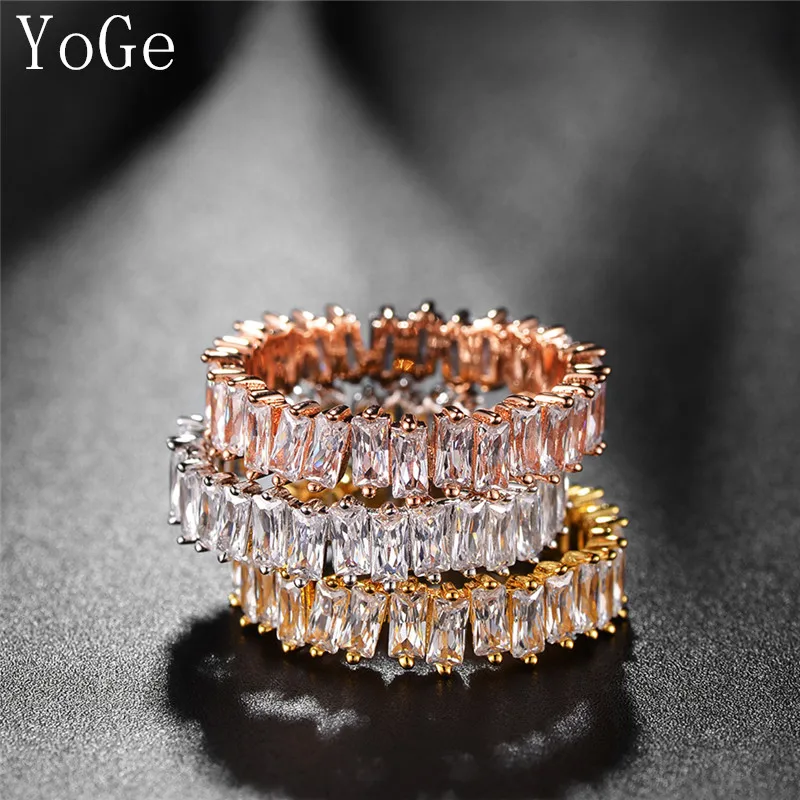 

YoGe R0329 Fashion AAA cubic zirconia rectangle Baguette ring ,shinning, copper base thin band ring,best quality