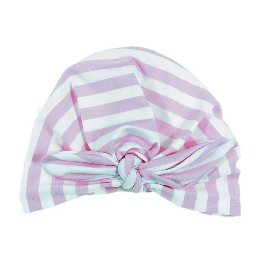 Nishine фоны для съемки новорожденных детей поставки шапка в богемном стиле Стиль девочек повязкой на голову-чалмой Смешанный хлопок резинка для волос, обтянутая тканью повязка-шарф комплект из шапки - Цвет: stripe pink