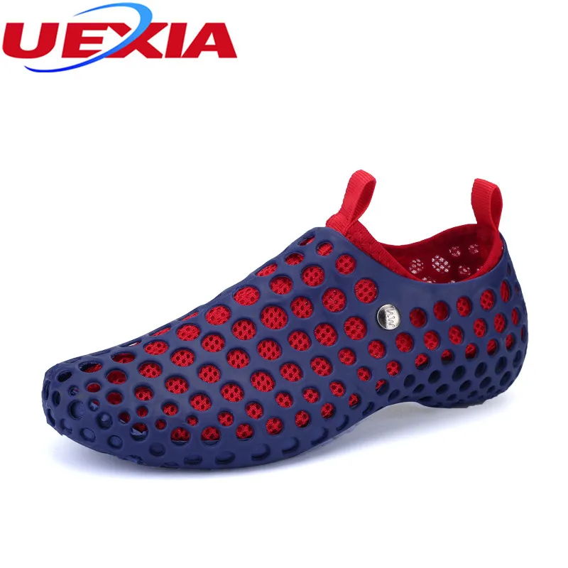 

2017 New Summer Couple Woman Hole Sandals Shoes Breathable Hollow Lover Double layer Mesh Unisex Flat Casual Beach Sandalias