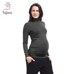 Одежда для беременных 2018 Зимняя воротник с капюшоном Одежда для беременных Топы для беременных с длинным рукавом Модальные топы для