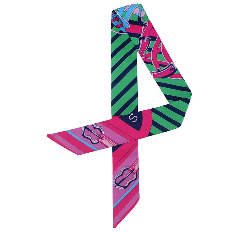 

Silk Women Ribbon Skinny Scarf Bag Strap Head Neck Tie Scarves for Ladies Twill Print Fashion Hairwear 2019 New