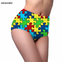 INSTANTARTS осознание аутизма красочный пазл принт женское сексуальное бикини дно летние Купальные пляжные Плавание Мужские Шорты для купания Высокая Талия Плавание костюм