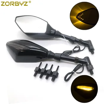 

ZORBYZ Motorcycle Black LED Arrow Turn Signal Rearview Side Mirror For Street bikes Cruiser Scooters