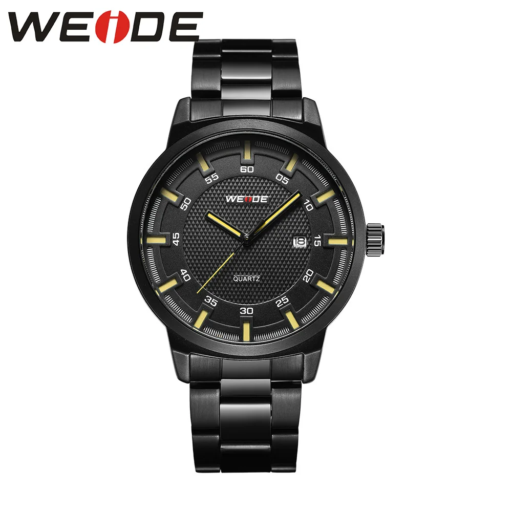

WEIDE stainless steel men's watches luxury brand Clock automatico men watches waterproof sport Analog Quartz watch casual Black