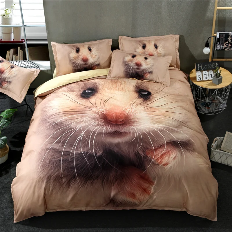 

2018 3D Cute Mouse Print Bed Cover 100% Polyester Microfiber Duvet Cover Set Twin Queen King 3Pc Pillowcases Bedding Set