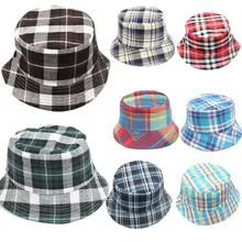 

TELOTUNY 2018 Toddler Baby Kids Boys Girls Plaid Pattern Bucket Hats Sun Helmet Cap For Baby Girls Hats FEB28