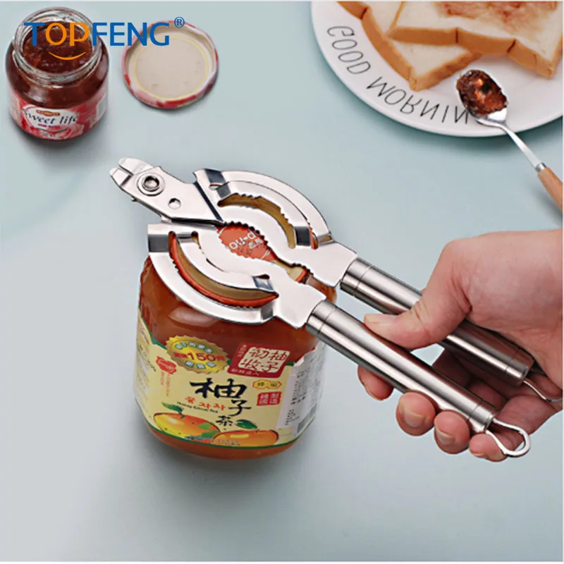 

TOPFENG Multi Purpose Lid Jar Opener Handy Screw Cap Jar Opener Stainless Steel Can Opener Bottle Lid Grip Wrench Bottle Kitchen