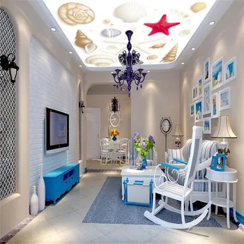

modern custom 3d photo fresh wallpaper living room large ceiling background wall mural Mediterranean shell starfish wallpaper