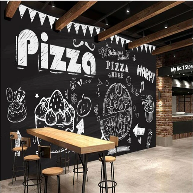 Kreide Tapete Beibehang Gro e eigene tapeten kreide hand gemalt pizza kuchen hintergrund dekoration malerei tapete f r.jpg 640x640 - Kreide Tapete