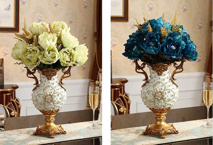 Европейский Алмаз Роскошные смолы ваза украшения ретро древний дворец ремесла мебель для гостиной украшения Цветочная композиция искусство