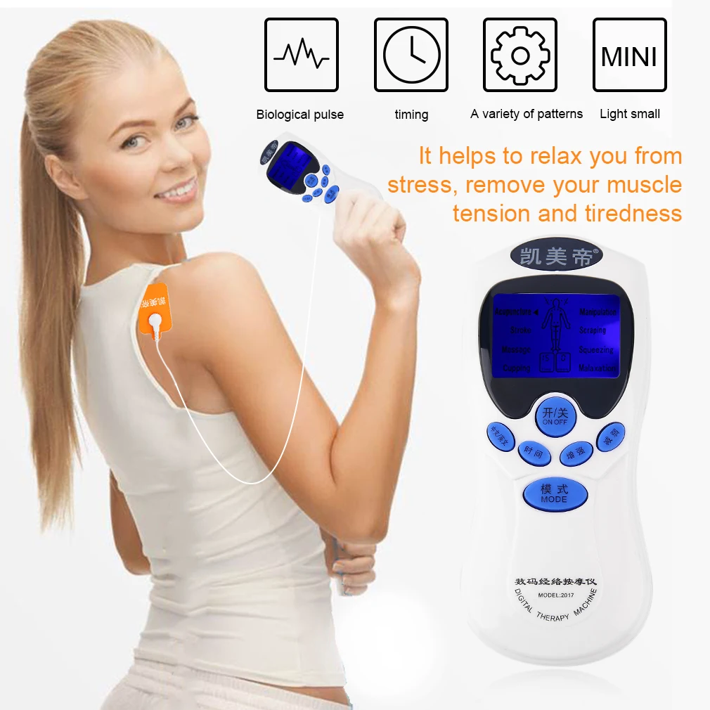 Digital Therapy Machine Blue screen electronic Massager Four fastener