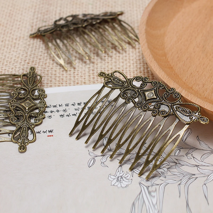 

6pc/lots Brozen Plated Antique Vintage Metal Hair Comb Clips Blank Basic Diy Wedding Hair jewelry Making Findings & Components