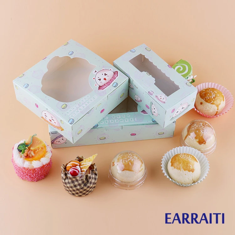 

50 PCS Paper Gift Box With Window Dafu Cake Cookies Candy Box Wedding Gift Birthday Boxes Favors Cardboard Present Packaging