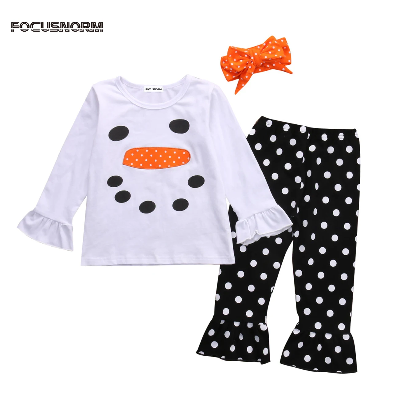 Toddler Kids Girls Clothes Cotton Long Sleeves T-Shirt Top+Pants +Headband Christmas Snowman Ruffle Polka Dot Outfits Toddler Kids Girls Clothes Cotton Long Sleeves T-Shirt Top+Pants +Headband Christmas Snowman Ruffle Polka Dot Outfits