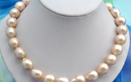

NEW N979 baroque round pink reborn keshi pearl necklace 18