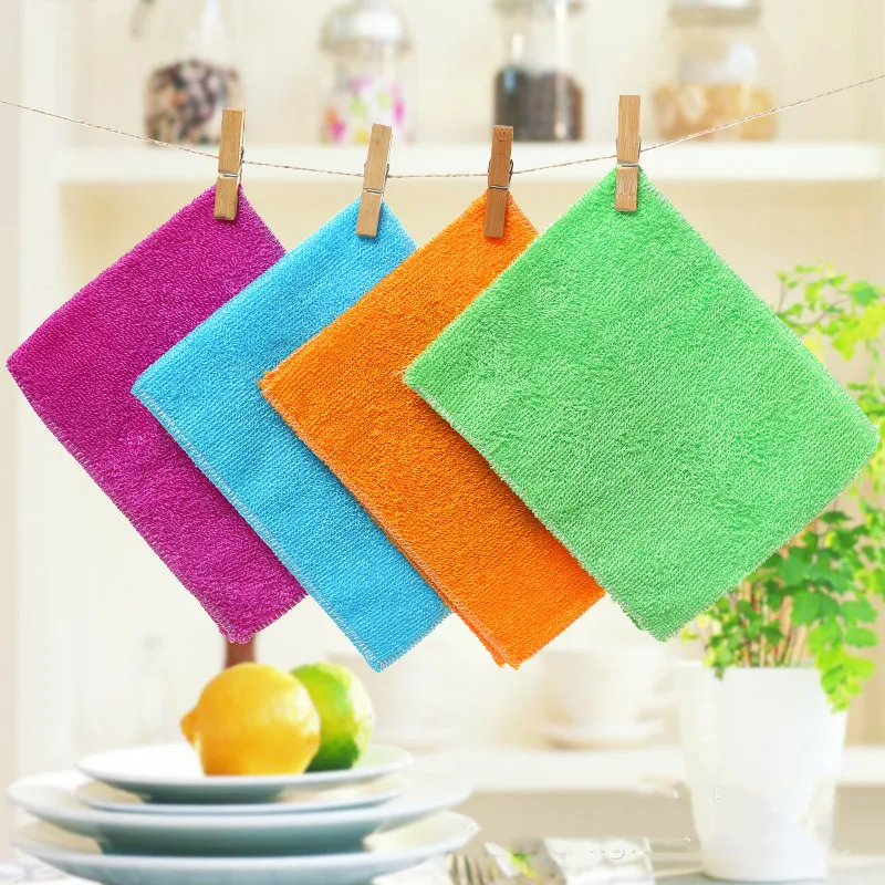 3 PCS Bamboo Rag Washing Rags For The Kitchen Cleaning Scouring Pad Dish Cloth Bamboo Washcloth Dishcloth Bamboo Napkins  (8)