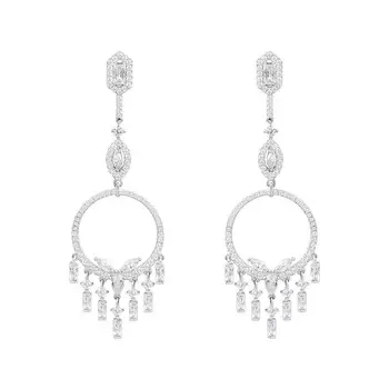 

[MeiBaPJ]Real 925 Sterling Silver Personality Magic Tassel Earrings for Women with AAA High Quality Stones Party Fine Jewelry