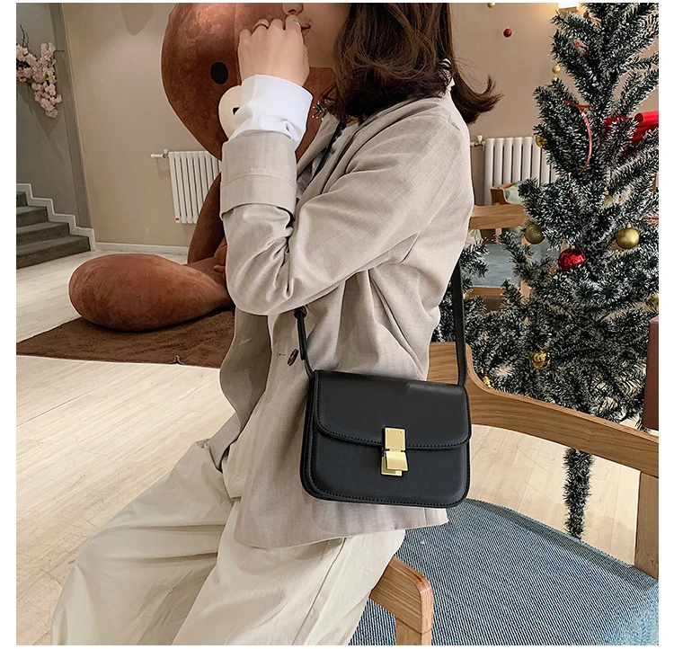Luxury Brand Handbag New Fashion Simple Square bag Quality PU Leather Women's Designer Handbag Lock Shoulder Messenger bags