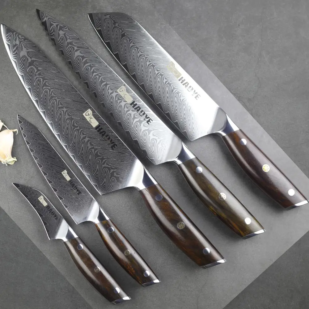 

5 piece damascus kitchen knives set Japanese vg10 carbon stainless steel Professional chefs knife meat vegetable Cutlery gift