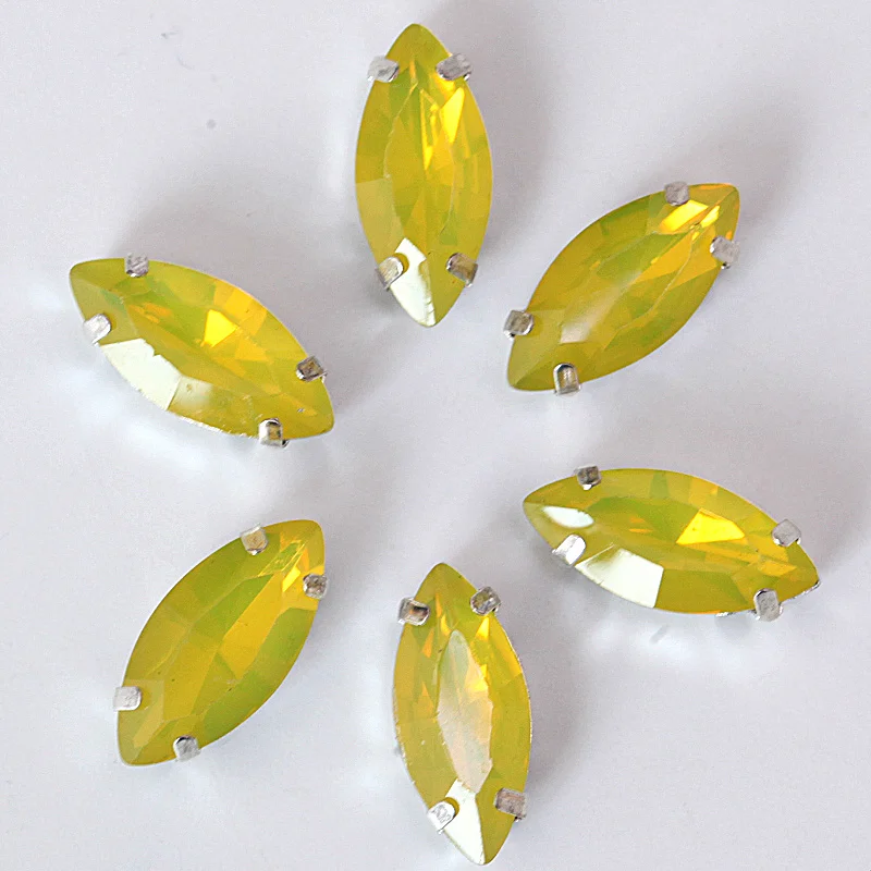 Опал Цвета лошадиный глаз 7x15mm20pcs смолы Вшитая на стразовые с схватка Наветт шитые