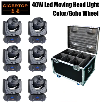 

6pcs/lot 40W Mini Led Moving Head light DMX512 Mini Color Wheel Led Moving Head Gobo DMX 512 Equipment 6IN1 Flightcase Pack