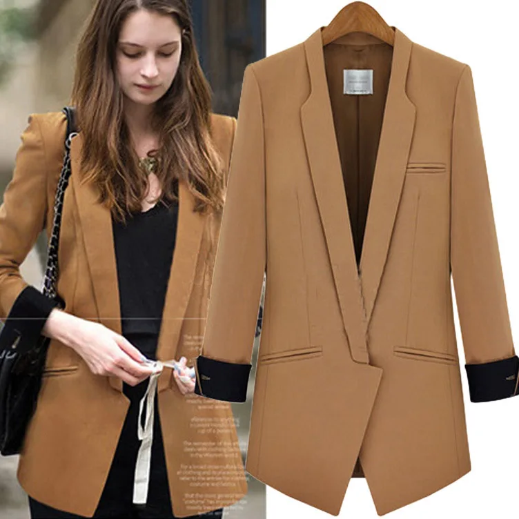 

2019 New Spring Women's Long Sleeve Large Size Suit Women's Brand Splicing Jacket Small Temperament Suit Clothing