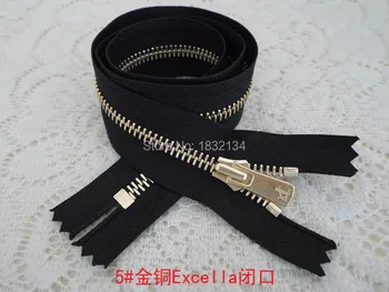 

ykk metal leather zipper 5# Excella held in gold and bronze grinding zipper 10-60cm 5#zinc alloy by hand held black zipper