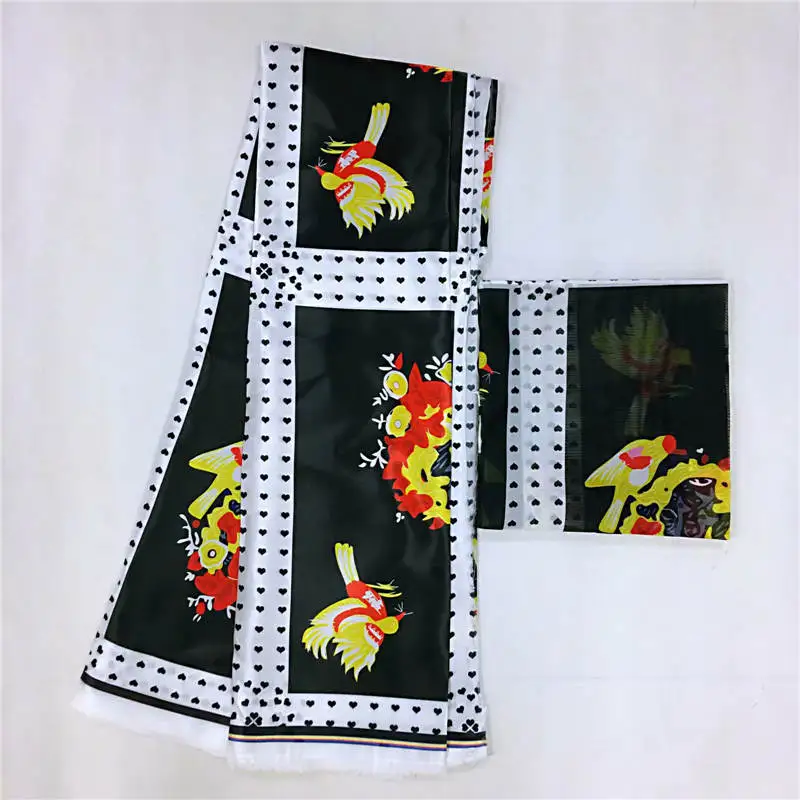

DF!2019 new designs wholesale african wax prints audel fabric 4+2 yards soft stretch imitated-silk satin chiffon fabric ! L42395