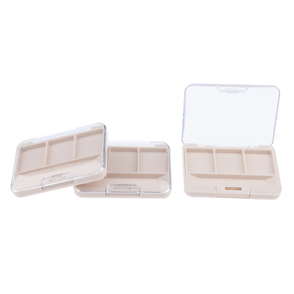 

3Pcs 3 Space Empty Makeup Palette Eyeshadow Lipstick Blush Eyebrow Powder Cosmetics DIY Case with Mirror