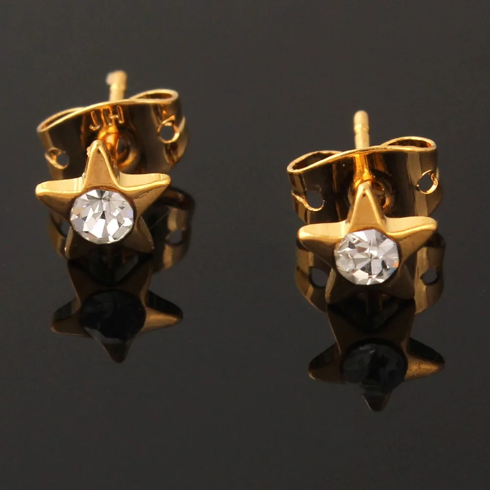 High Quality Crystal Star Note Pearl Stud Earrings Gold Color Women Mini Earring Jewelry | Украшения и аксессуары