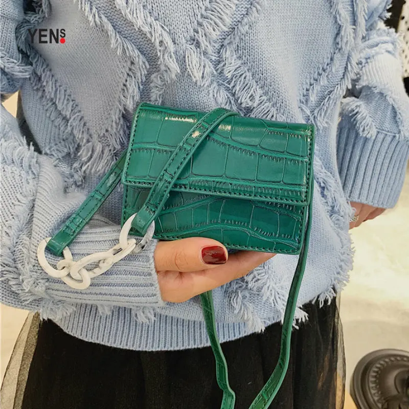 

Mini Handbag Women Bag Designer Crocodile Alligator Stone Pattern Acrylic Chain Small Flap Box Shoulder Bag Casual Clutch Purse