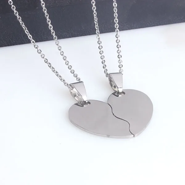 

nice design cheap unique couple heart necklace