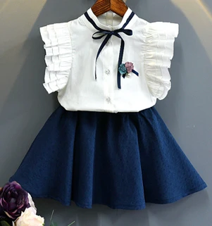 Humor bear/комплект одежды для маленьких девочек г. Новая брендовая летняя одежда для маленьких девочек с принтом со звездой, футболка Топы+ юбка-штаны с поясом, От 2 до 6 лет - Цвет: BZ119B