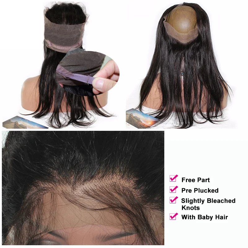 Предварительно выщипанные 360 Кружева Фронтальная застежка бразильские волосы remy прямые кружева Закрытие человеческие волосы натуральный черный цвет Dolago