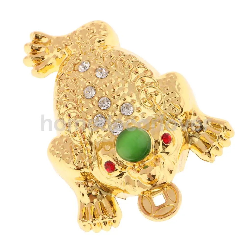 Classic Golden Resin Feng Shui Toad Statue Figurine Coin Money Wealth Ornaments For Home Office Shop M