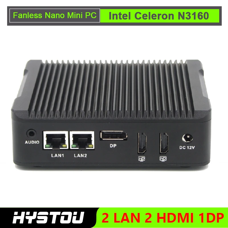 Hystou Nano PC NUC N3160 Fanless Mini PC Windows 7 10 Quad Core Dual ...
