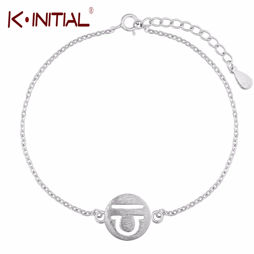 Kinitial 925 серебряный браслет из либры для женщин 12 зодиакальное Созвездие