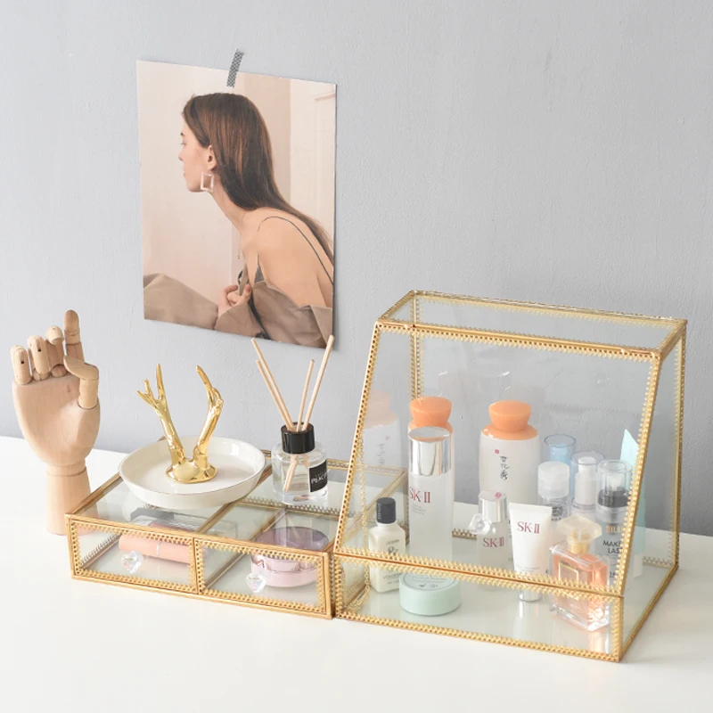  Jewelry Box European Bedroom Glass Cosmetics Dressing Table Skin Care Products Desktop Finishing Du - 32920926039