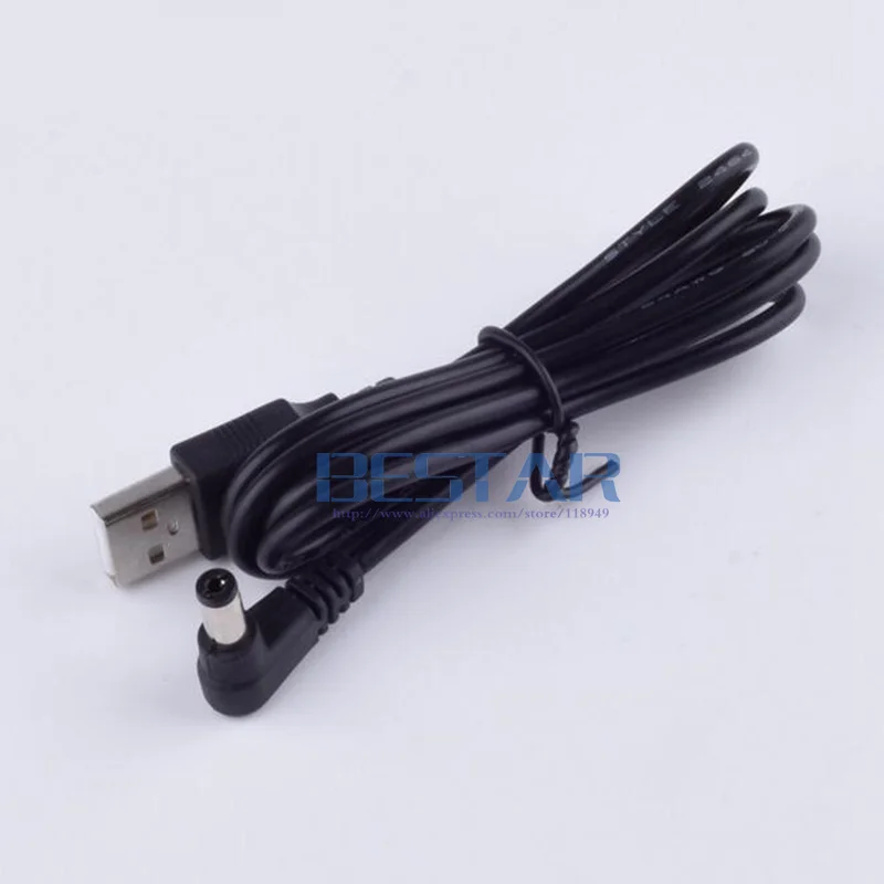 Черный разъем питания постоянного тока USB преобразует в 5,5*2,1 мм/DC 5521 l-образный Разъем 5,5 мм x 2,1 мм 5,5x2,1 мм Прямоугольный зарядный кабель 1 м