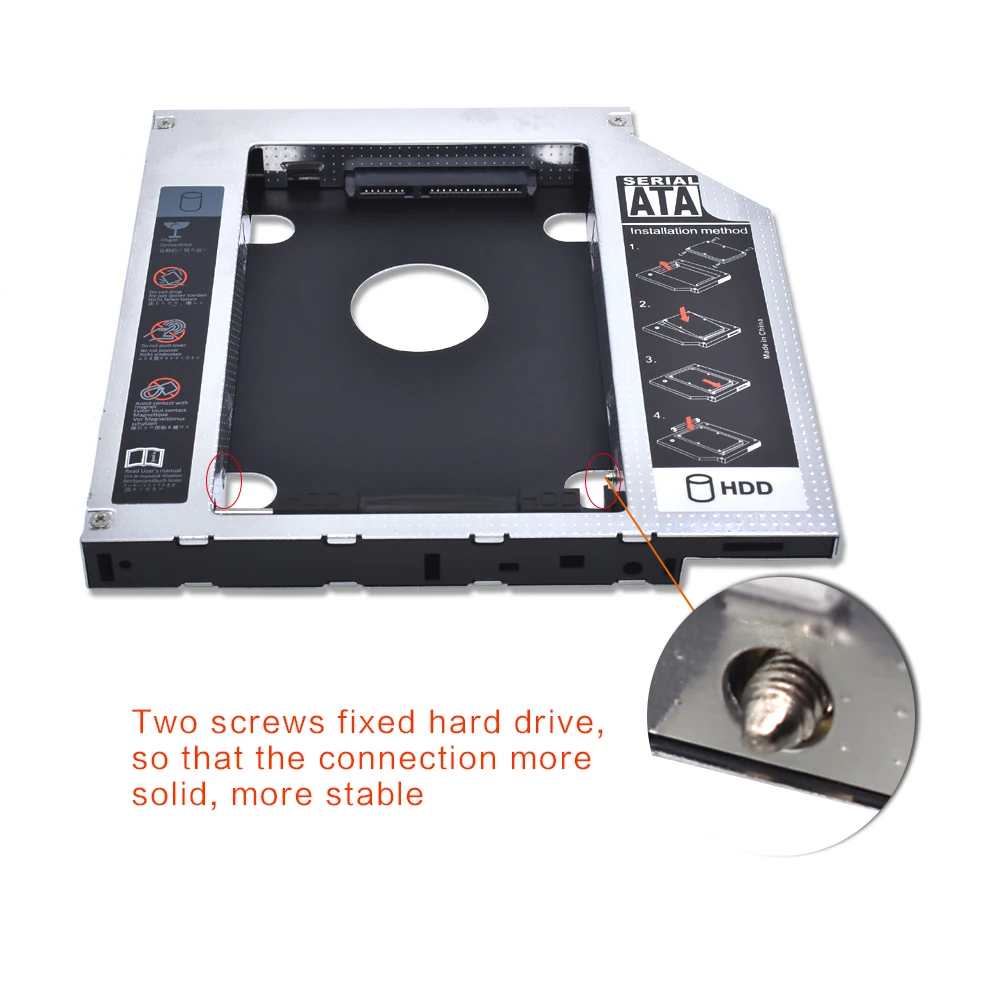 TISHRIC универсальный алюминиевый 2nd HDD Caddy 12,7 мм SATA 3,0 2," чехол для SSD, HDD корпус ODD DVD-ROM Optibay