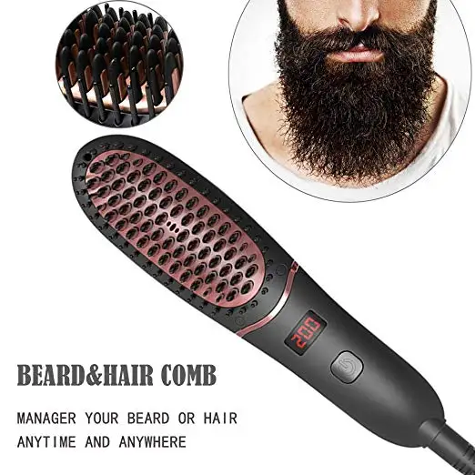 

Professional Beard Kit for Men Straightening Comb Heated Beard Brush Men's Mustache Shaving Comb Women Hair Straightener Brush