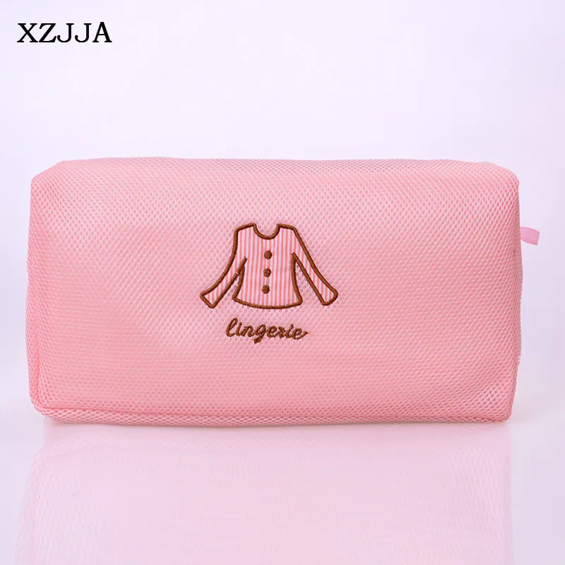 XZJJA 1 قطعة سميكة الغسيل أكياس النساء الصدرية الجوارب قميص السروال ملابس زيبر شبكة حقيبة غسل الحقيبة الملابس حامي حالة