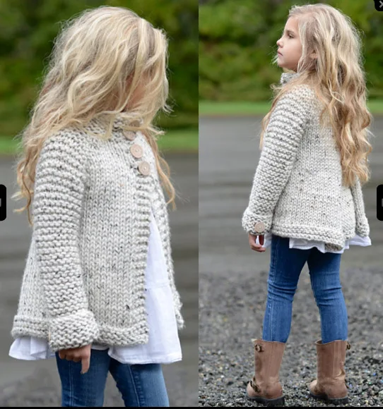 spring autumn Knitted Sweater Toddler Kids Baby Girls Outfit Clothes Button Knitted Sweater Cardigan Coat Tops