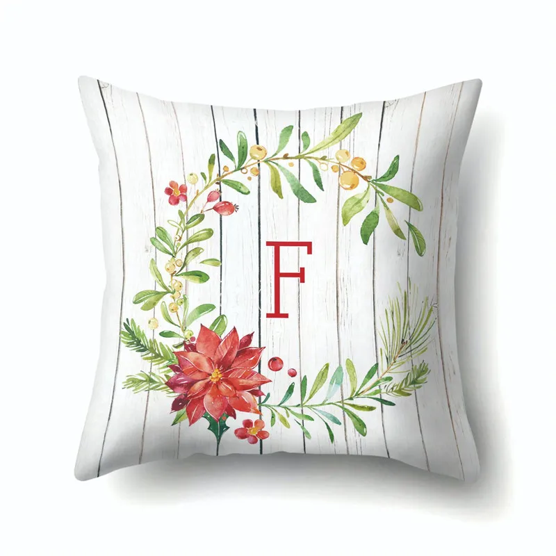 Наволочка с буквенным принтом алфавита, декоративные цветочные подушки, наволочка для дома, дивана, автомобиля, офиса, Almofadas Cojines - Цвет: F