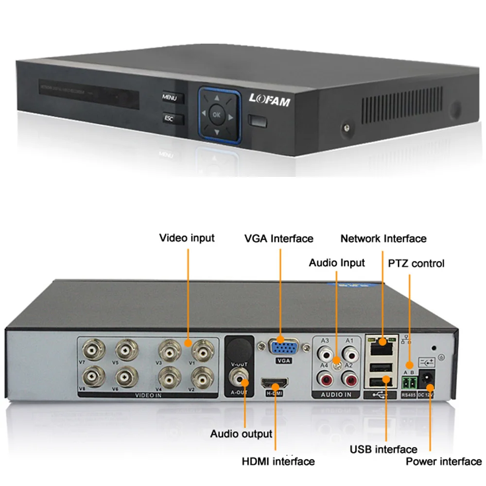 LOFAM 8CH 1080P AHD DVR NVR XVR гибридный видеорегистратор HD 2MP CCTV видеонаблюдения DVR 8CH для аналогового AHD IP TVI камера CVI